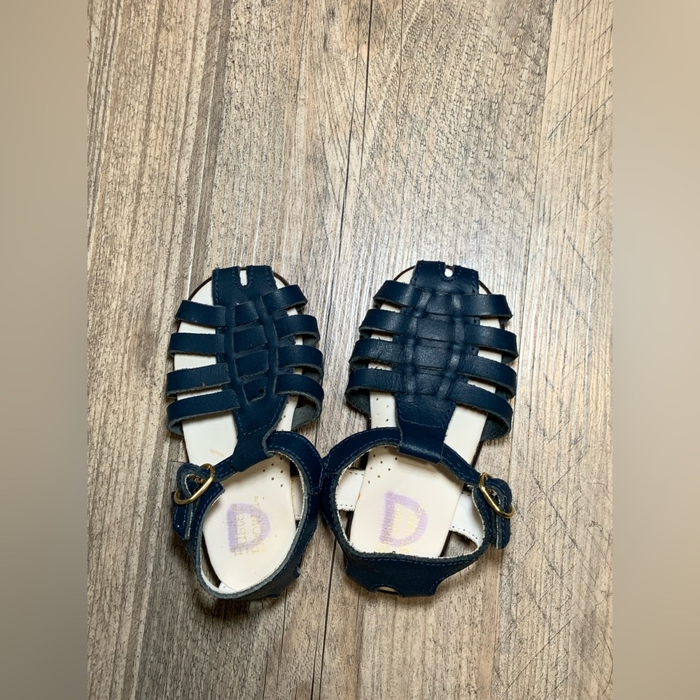 Vintage Buster Brown Navy Leather Fisherman Sandals Size 6M Toddler